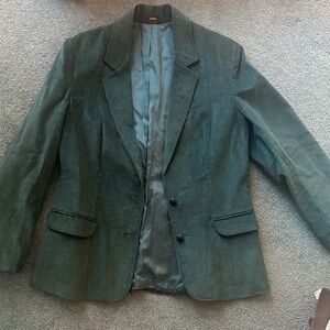Vintage Oscar de la Renta corduroy teal green blazer